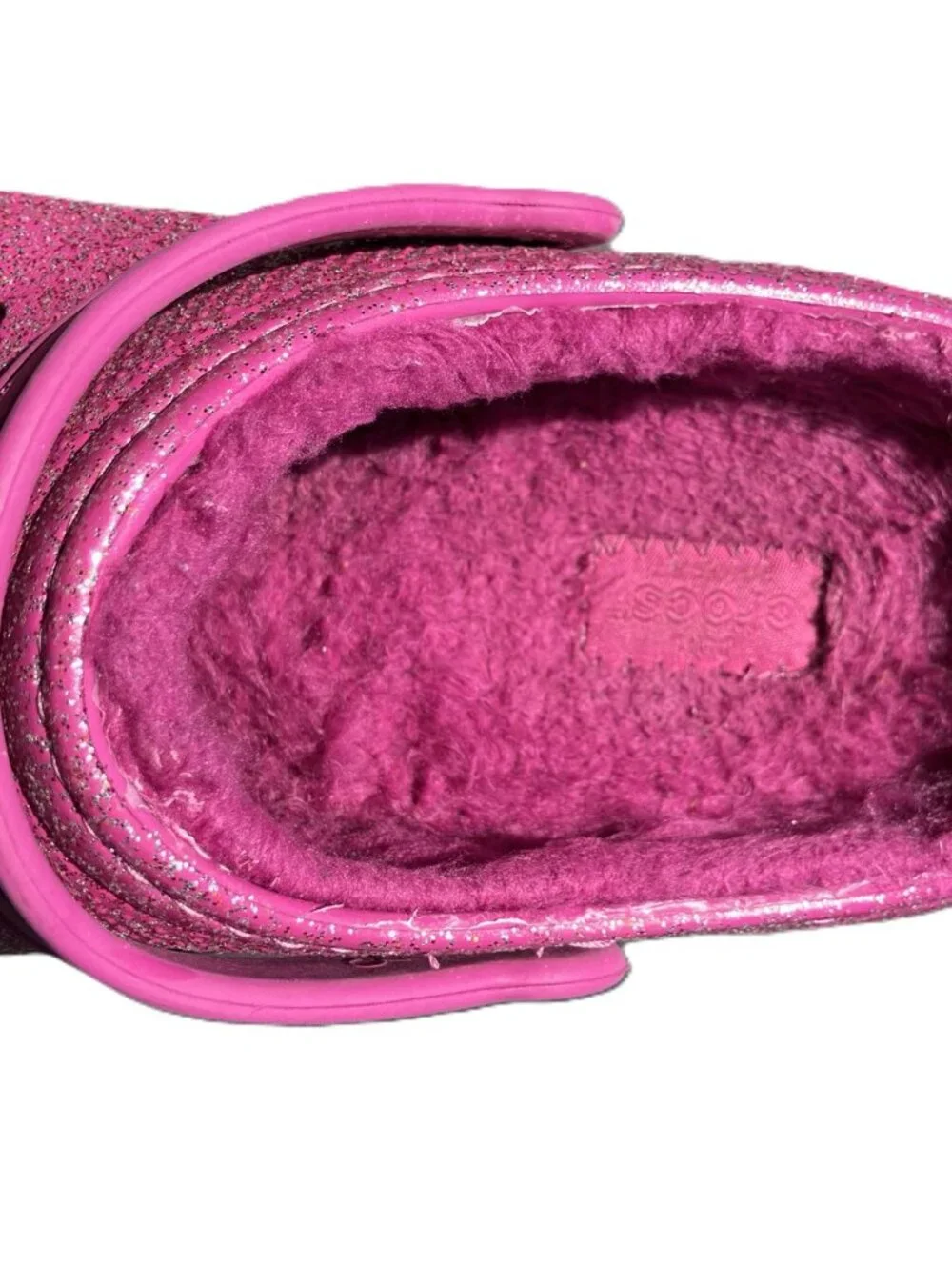 Crocs Pink Glitter Fuzz-Lined Clogs - Youth Size J3